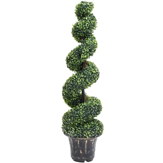 vidaXL Kunstplant met pot buxus spiraal 117 cm groen