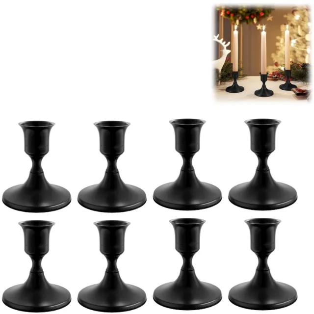 Sanorum 8 stuks - Kandelaars - Metalen kandelaars - Minimalistische stijl - Ideaal voor romantische tafels, bruiloftdecoraties, kaarsen - zwart