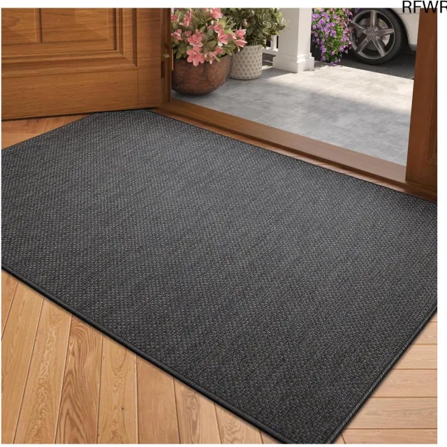 RFWR Antislip Deurmat - Geweven Vloermat voor Binnen en Buiten, Machinewasbaar en Absorberend Grey