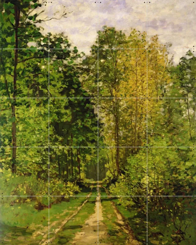 IXXI Wooded Path, Claude Monet & Bridgeman Images - 80 x 100 cm - Grote wanddecoratie en posters - Kleurrijk, Klassiek, Olieverf, Impressionisme Groen