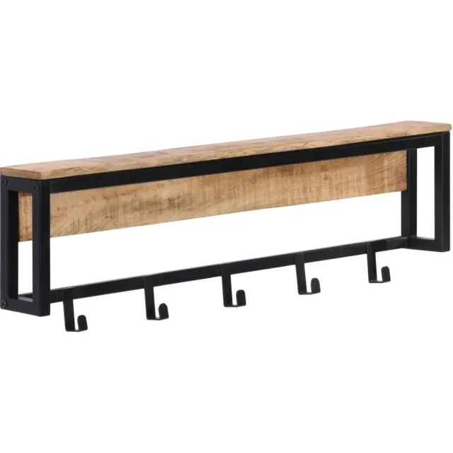 vidaXL Kapstok 87x10x27 cm massief ruw mangohout Bruin