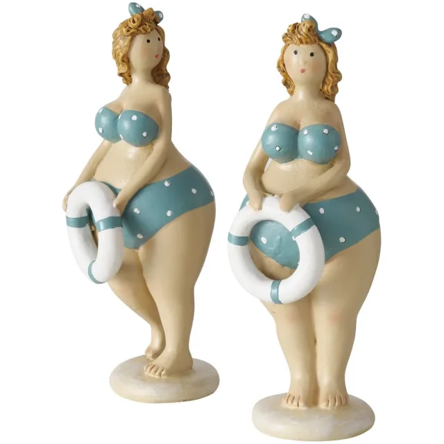 Boltze Figuur “Cassandra” – Strandvrouw – 1 stuk - willekeurig geleverd – 15 cm – Polyresin Blauw