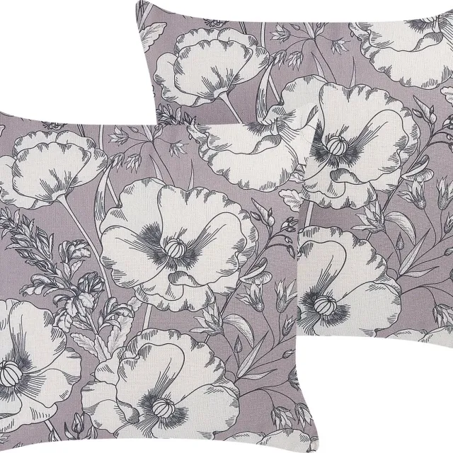 Beliani SOPHORA - Sierkussen set van 2 - Gebroken wit - 45 x 45 cm - Polyester Grijs