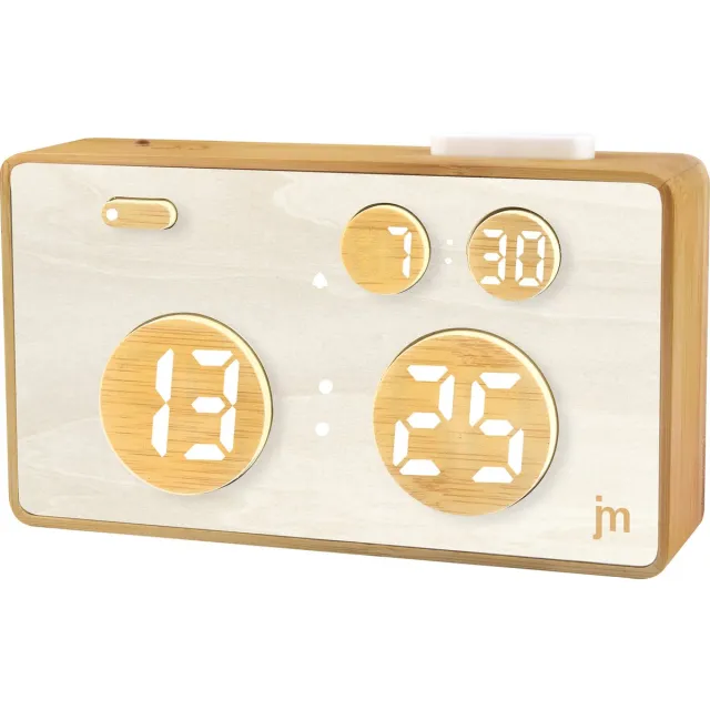 Just a Minute Wekker | met snooze functie Hout/Wit