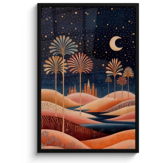 FrameYourWall Poster in lijst - Fotolijst 60x90 cm - Posters - Sterrenhemel - Palmen - Rivier - Posterlijst zwart - Decoratie - Wanddecoratie woonkamer - Muurdecoratie slaapkamer