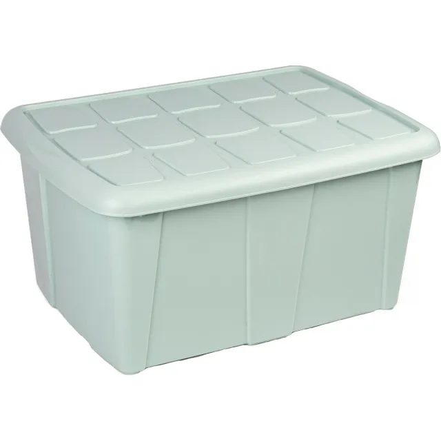 PLASTICFORTE Opbergbox met deksel - Mintgroen - 60L - kunststof - 63 x 46 x 32 cm