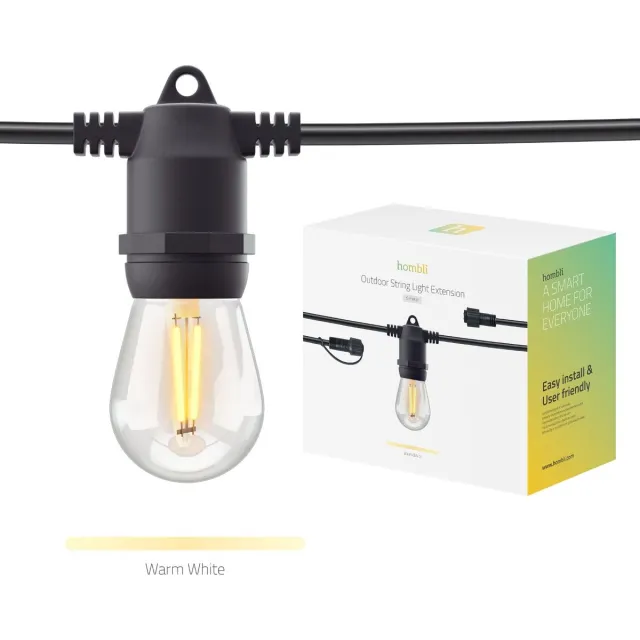 Hombli Lichtsnoer Buiten Uitbreiding - Lichtsnoeren - Sfeerverlichting voor buiten - Weerbestending IP65 - Verlengbaar tot max 15 meter - 5 meter - Zwart