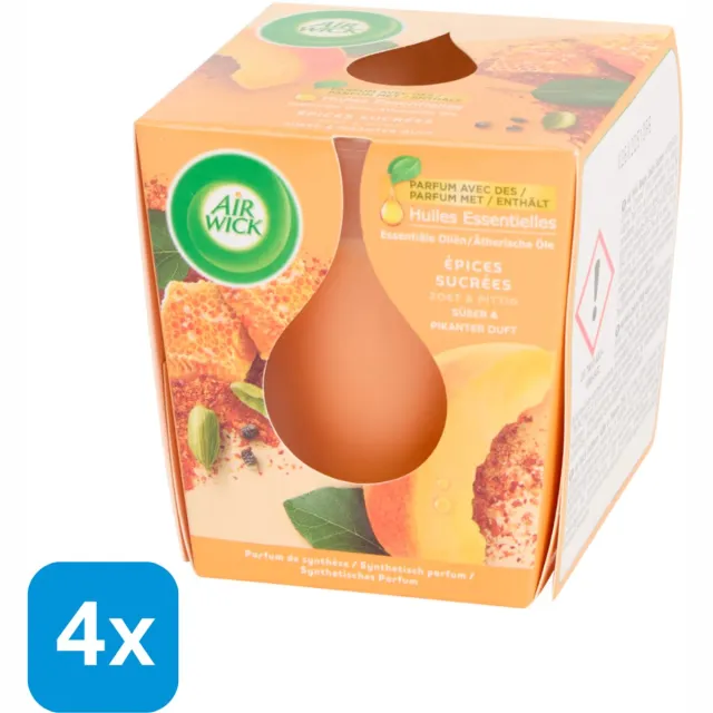 Airwick 4x Air Wick geurkaars Zoete Kruiden Oranje