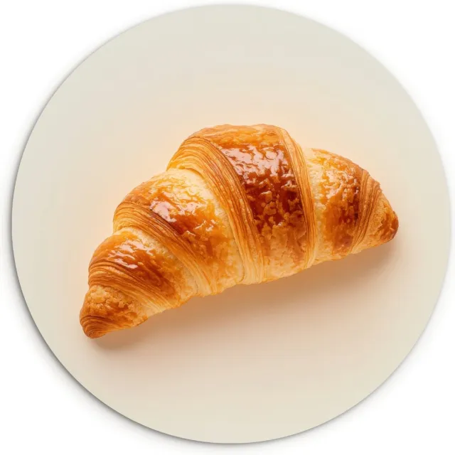 WallCircle Wandcirkel 30x30 cm - Muurcirkel Croissant - Brood - Beige - Muurdecoratie woonkamer - Wanddecoratie keuken - Kamer decoratie accessoires - Ronde schilderijen
