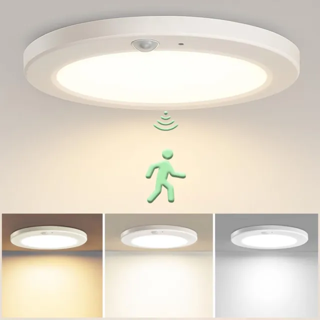 Epochglo LED Plafondlamp met Bewegingssensor - 15W, 1500 Lumen, 3 Modi & CCT (3 Kleuren), Ø19CM, IP44 Waterdicht, Opbouw Montage, Instelbare Schakeltijd (30s/60s/120s) - Sensorlamp voor Hal, Garage, Trappenhuis en Buiten Wit