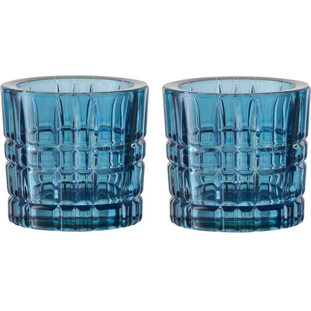 Nachtmann Teelichthalter Square Votives ø 7,1 x 6,6 cm Set van 2 Vintage Blue
