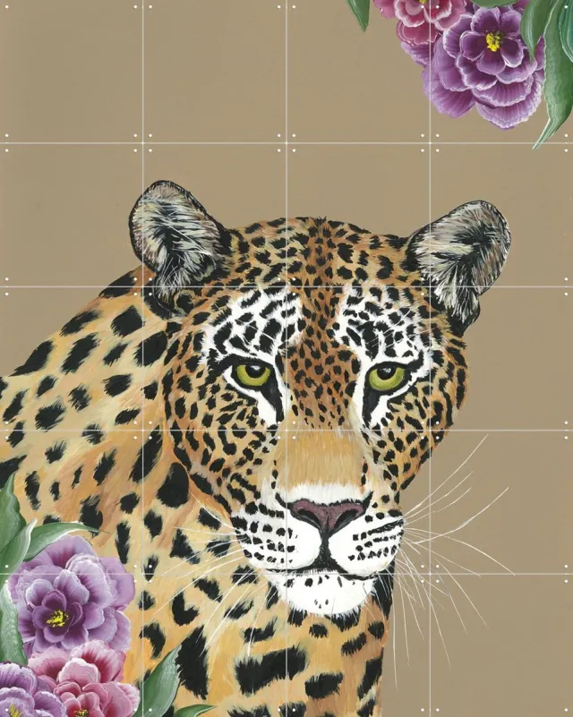 IXXI Wild Bloom, Lens en penseel door Myrte - 80 x 100 cm - Grote wanddecoratie en posters - Illustraties, Realisme, Woonkamer, Slaapkamer, Natuur Bruin / Beige
