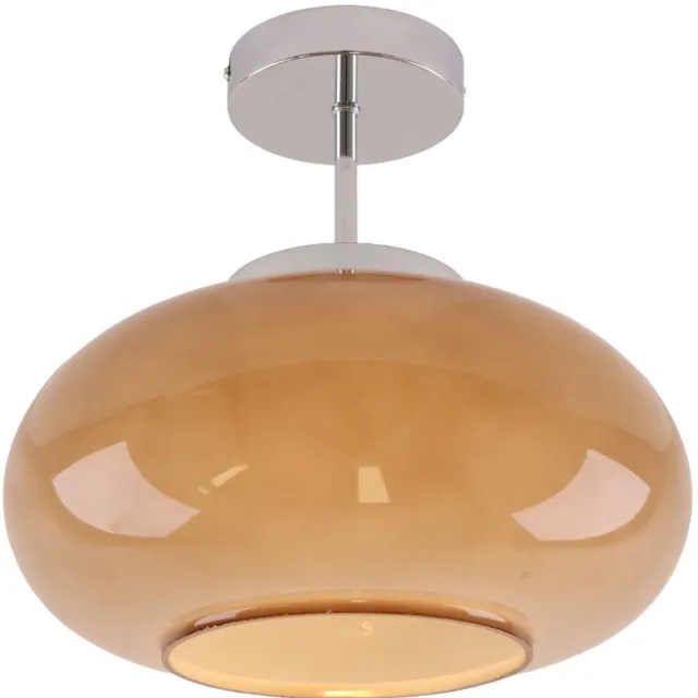 Olucia ELBA - Plafondlamp - Taupe / Chroom - Vorm: Rond
