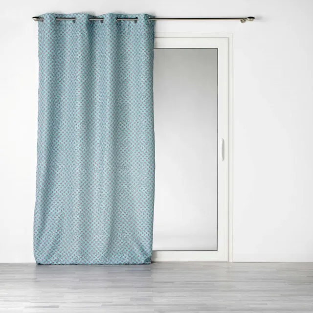 Douceur d intérieur Douceur d'intérieur - Kant-en-klare gordijn voor de woonkamer HAVANA, met ringen, 140 x 260 cm Blauw