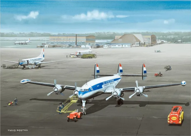 TP Aviation Art Thijs Postma - TP Aviation Art - Poster - Lockheed L-1049 Super Constellation - 50x70cm Kleur