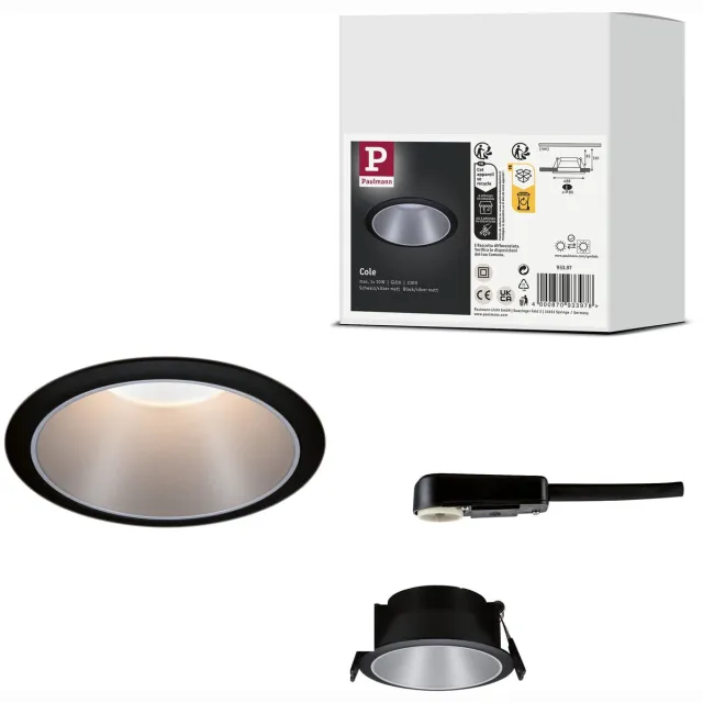 Paulmann Inbouwlamp Cole rond 88 mm GU10 max. 10W 230V dimbaar Zwart, Zilver