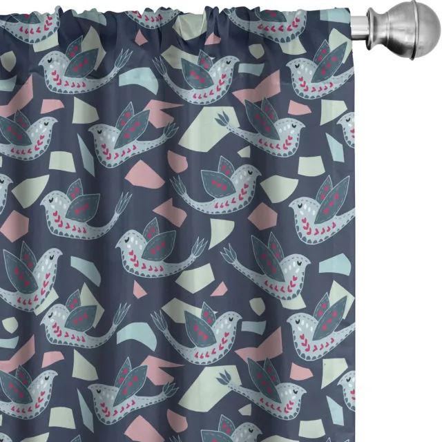 ABAKUHAUS Vogel Voorhangen – 2x75x175 cm – Microvezel – Multicolor Mehrfarbig