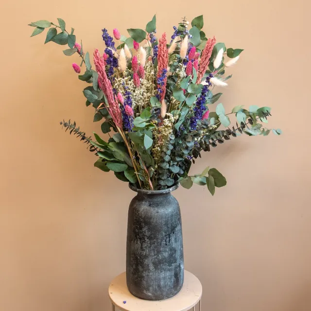 Roselin Deco Droogbloemen - boeket - Kiana - 70 cm - Eucalyptus boeket - Droogboeket - Bladboeket Roze
