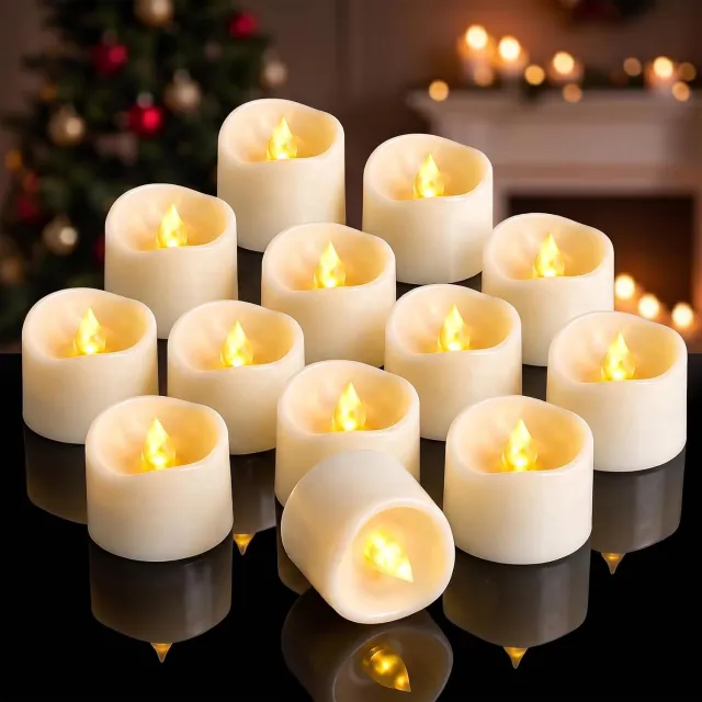 SKIEHAN LED Theelichtjes met Timer - 24 Stuks - Set Vlamloze Kaarsen - Warm Wit Flikkerend Licht - Realistische Waslook - 6 Uur Timerfunctie - Batterijgevoede Sfeerverlichting - Kerstdecoratie - Tafelversiering - Feestdecoratie - Binnen en Buiten