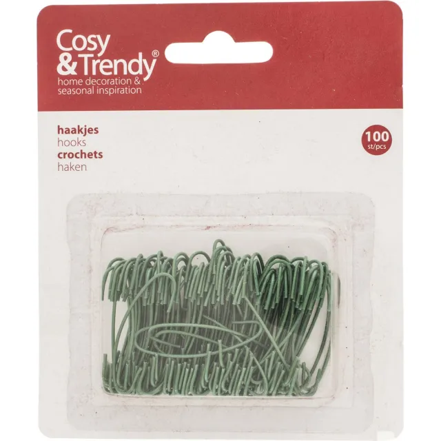 Cosy&Trendy Cosy & Trendy Kerstbalhaakjes - 100x - groen - 4 cm - kerstballen ophangen - kerstversiering
