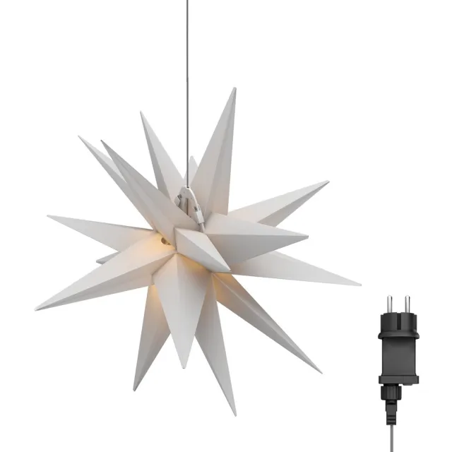 goobay Led-kerstster 3D 56 cm - Wit, warmwit licht - IP44 - Timer - Kabel 9,5 m