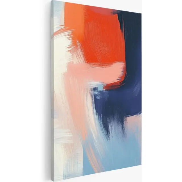 Saammp Canvas Schilderij - Kleurrijke penseelstroken - Abstract - 75x100 - Foto op canvas - Wanddecoratie - Muurdecoratie Woonkamer - Kantoor Decoratie Multicolor