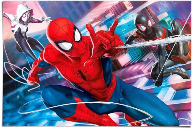 Reinders Poster Marvel Spiderman - Peter, Miles & Gwen - 61 x 91,5 - Papier - REINDERS blauw