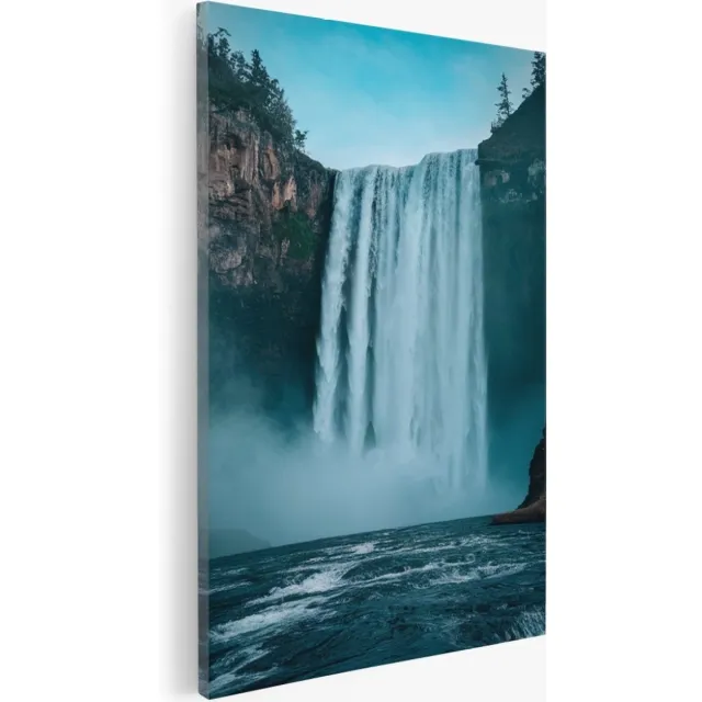 Saammp Canvas Schilderij - Grote Waterval - Landschap - Natuur - 100x150 - Foto op canvas - Wanddecoratie - Muurdecoratie Woonkamer - Slaapkamer decoratie - Canvas Print Multicolor