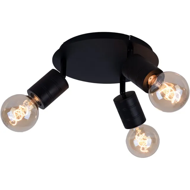 Globo Plafondlamp 3 vlammen zwenkbare plafondspot woonkamer zwart, metaal aluminium, 3x E27 stopcontacten, D 28 cm