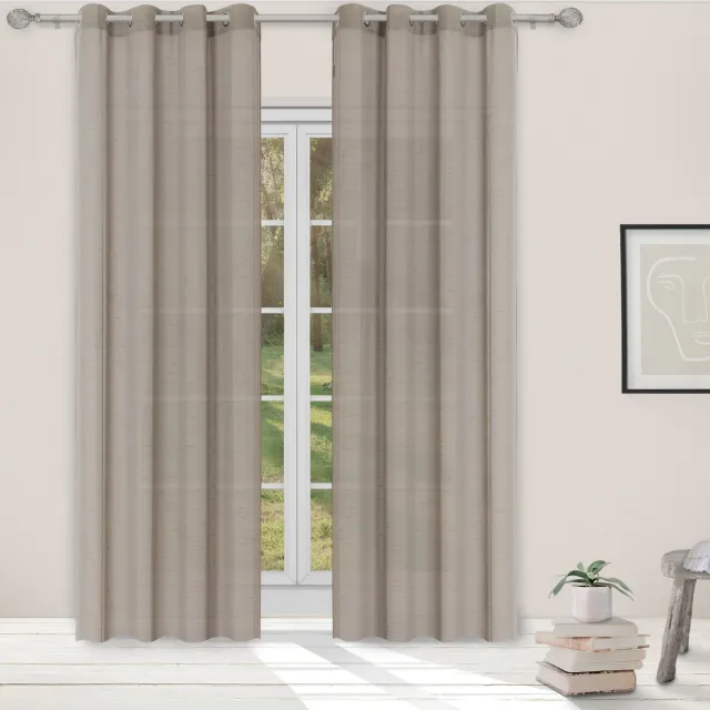 Light Guard Geweven Gordijn Linnenlook Flint – 140x280 cm – Half Transparant – Met Ringen voor Roede – Machinewasbaar – Per Stuk Grijs (Flint)