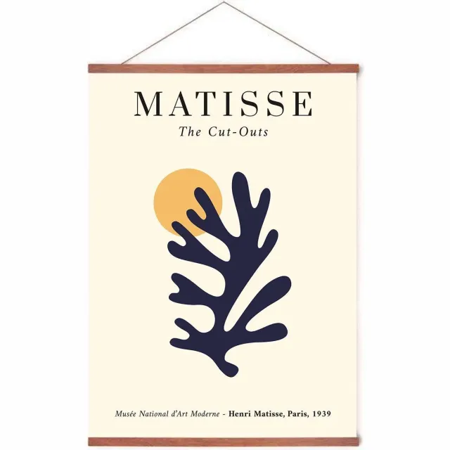 Esque Poster In Posterhanger - 'Blue Flower' - Kader Hout - Henri Matisse - Kunst Print - 70x50 cm - Ophangsysteem Blauw