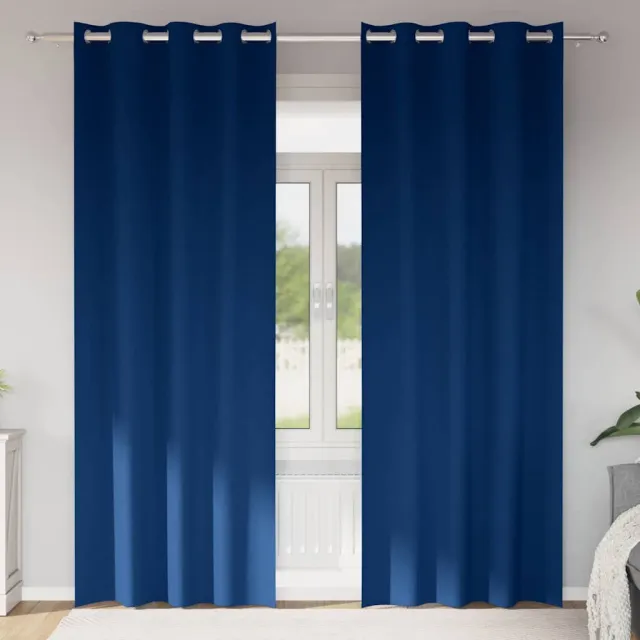 vidaXL Zwart-out Gordijnen met Ringen 2 st Donkerblauw 245 x 140 cm