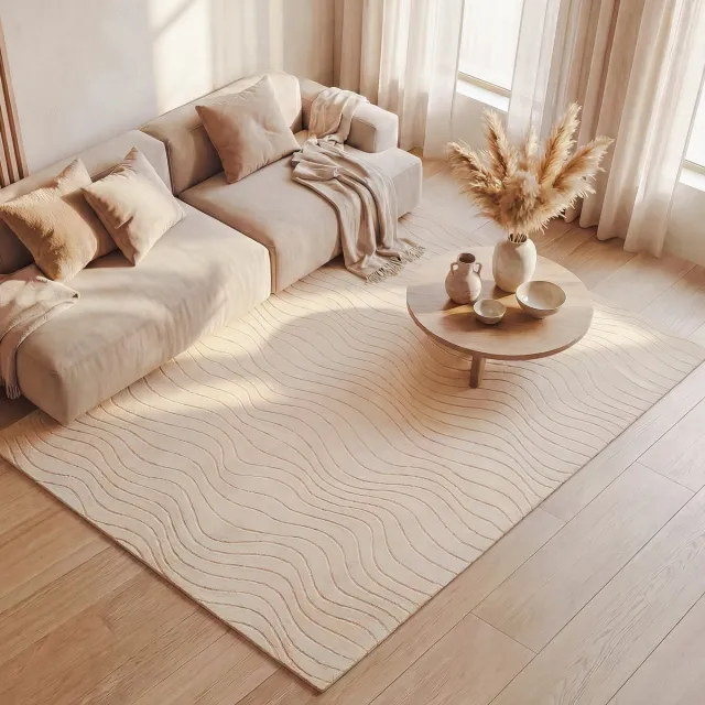 Fraai Scandinavisch vloerkleed - Charm Waves Beige - 160x230cm