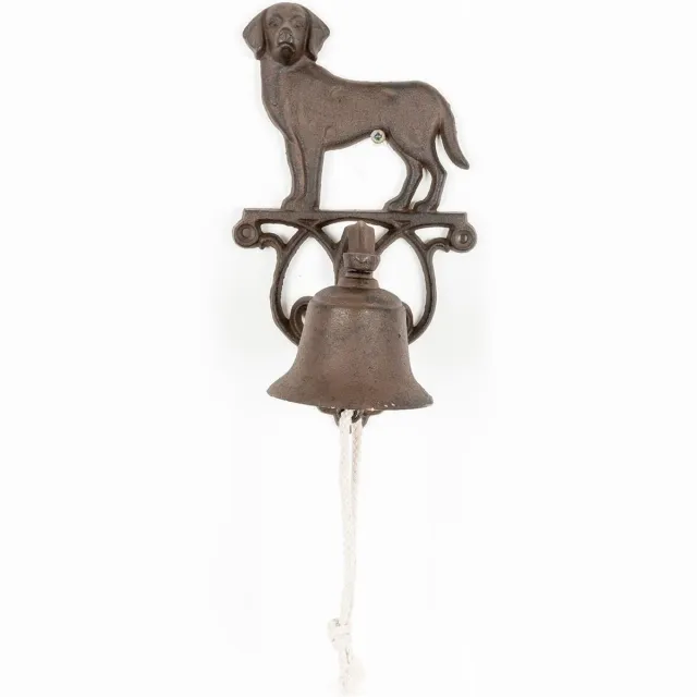 Homescapes deurbel hond van gietijzer, 14,3 x 13,2 x 24,9 cm Bruin
