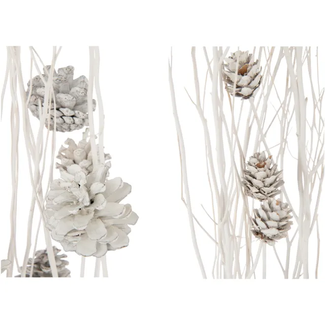 J-Line decoratie tak Denappel - riet - wit - 2 stuks