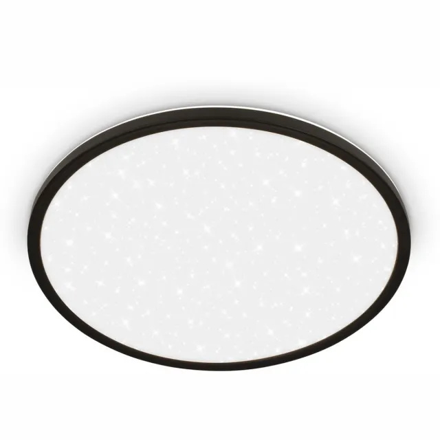B.K.Licht BRILONER Slim – LED Plafondlamp – plafonniére met sterrenhemel effect – neutraal wit licht – met indirecte verlichting – zwart – Ø37,5 cm Zwart (sterrenhemel)