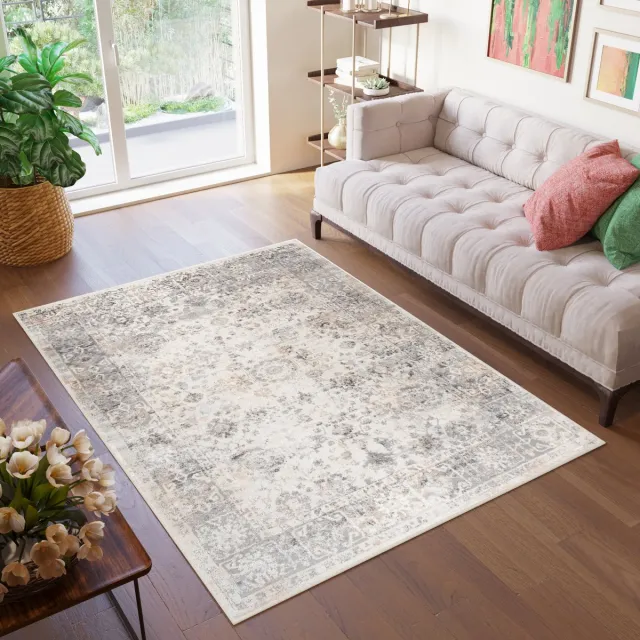 Tapiso Valley Vloerkleed Lichtgrijs Vintage Woonkamer Tapijt Maat- 300x400 Beige Lichtgrijs