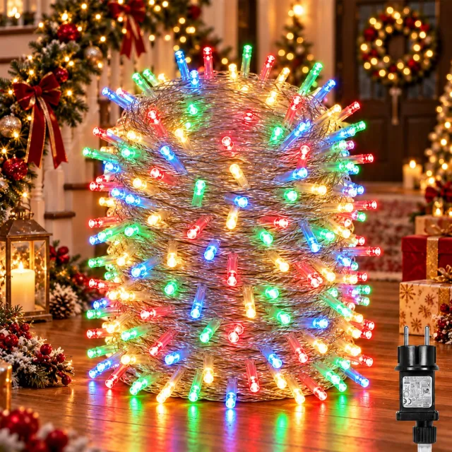 LAPAMAX Kerst Lichtsnoer Buiten IP44-Fairy Lights-LED Kerstverlichting Buiten-Lichtslinger met 8 Lichtstanden&Geheugen-Timer 6U/18U-Veilige 31V Laagspanning&Energiezuinig voor Tuin,Gevel&Feest-800 LED-100m-Multicolor-1 Stuk