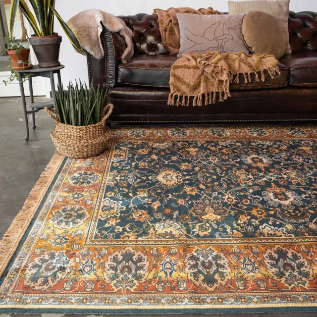 Tier Vintage vloerkleed Chir Groen/Oranje - 200 x 300 cm - (L)