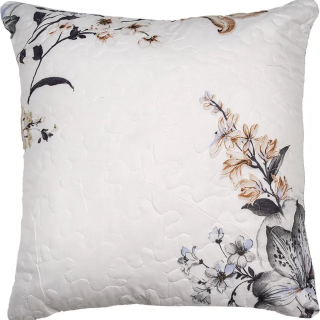 Clayre & Eef Kussenhoes 40x40 cm Wit Grijs Polyester Bloemen