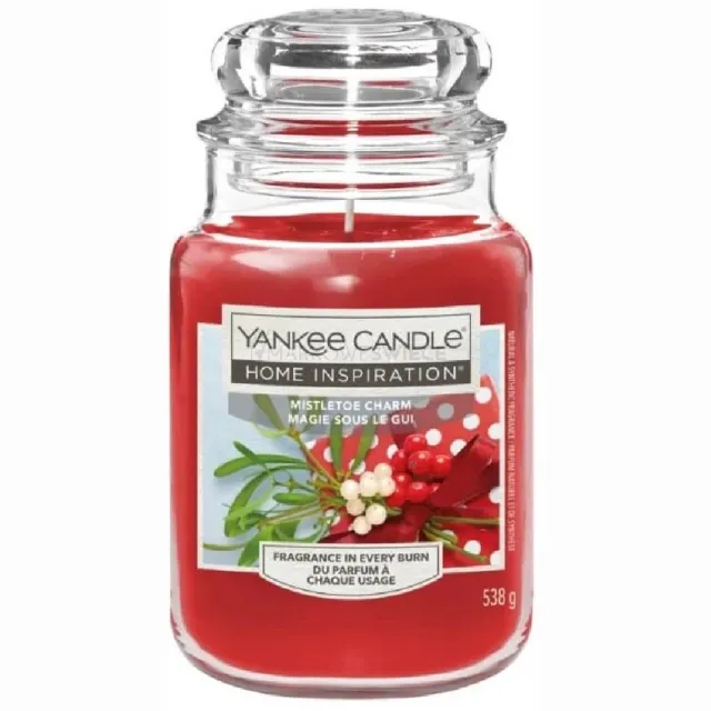 Yankee Candle Home Inspiration - Mistletoe Charm Large Jar - 150 branduren Rood