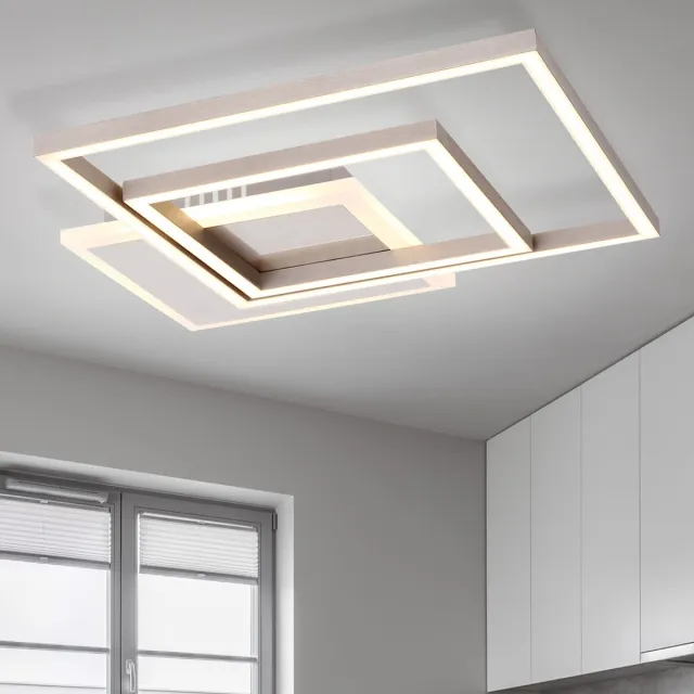 Globo Lighting LED plafondlamp hoekig design licht metalen modern, 30W 1820Lm warm wit, LxBxH 37x37x5,5 cm zilver