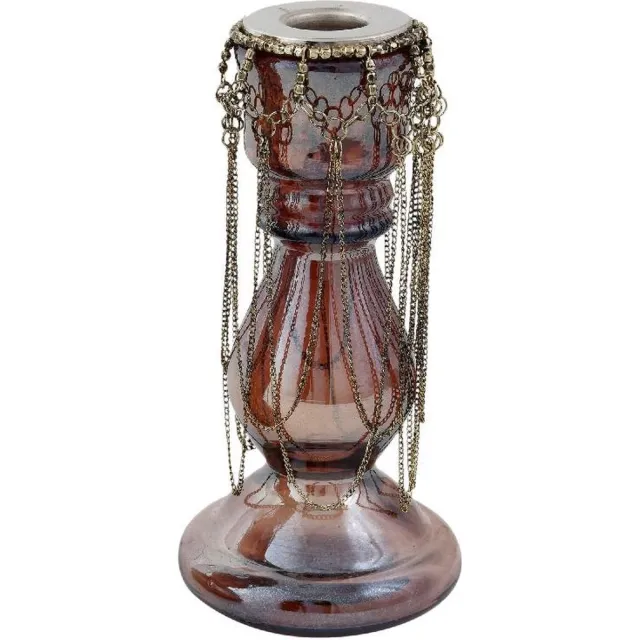 PTMD COLLECTION PTMD Kandelaar Aya - 9x9x18 cm - Glas - Paars