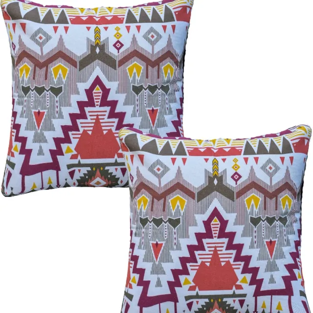 Urbane Hide Set van 2 Kussenshoes 45x45cm | Buiten kussenhoezen | kussensloop | sierkussens | cushion cover | katoen | Cotton Canvas digital print room geel