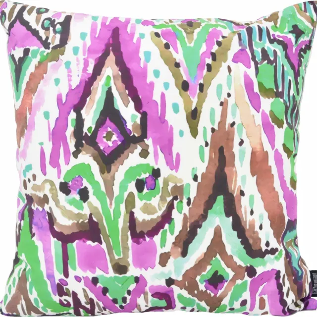 Gek op Kussens! Colorful Print #2 Kussenhoes | Katoen / Polyester | 45 x 45 cm Groen-Paars-Bruin