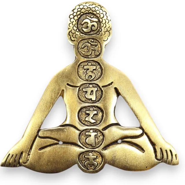 Ancient Wisdom Gouden aluminium Seven Chakra Yoga wierookhouder 12x12cm multicolor