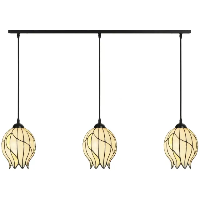 Coloured by Art 3 x Tiffany Nature Open lampen aan plafondbalk - Art Deco Trade Zwart