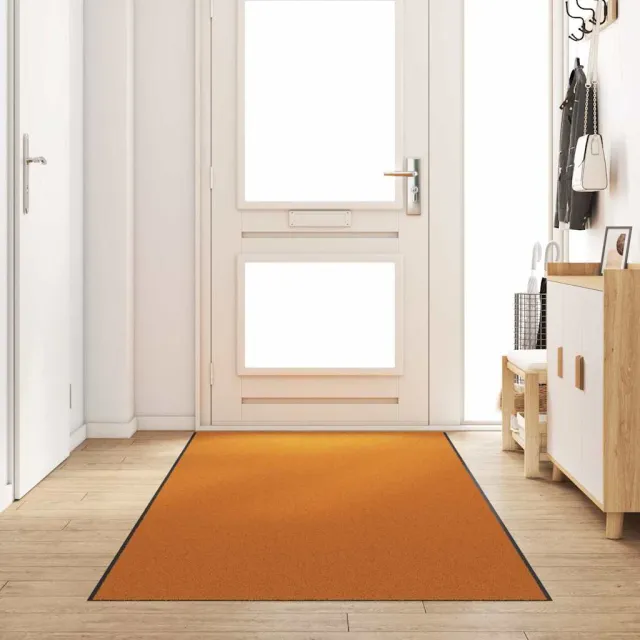 vidaXL Deurmat Oranje en Zwart 120 x 350 cm 100% Polyamide