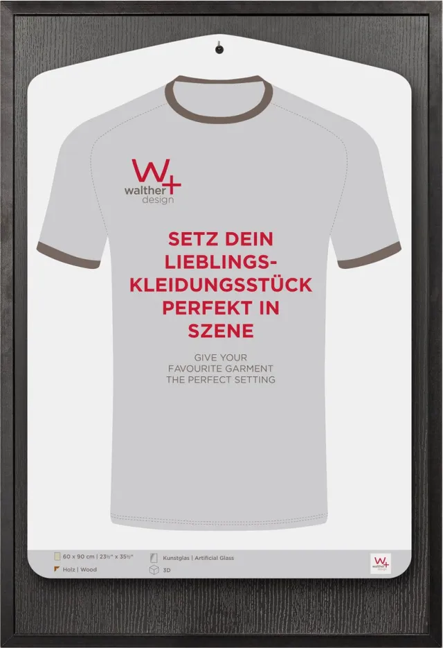 Walther Stockholm - 3D MDF Houten lijst - Fotoformaat 60x90 cm - Kunstglas - Zwart