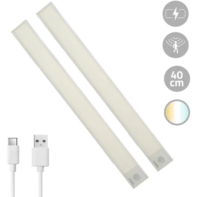RexTech 2x Kastverlichting met bewegingssensor - Dual White - 40 cm - Kastverlichting oplaadbaar - Wit - Set van 2 Dual White - Wit - 40cm